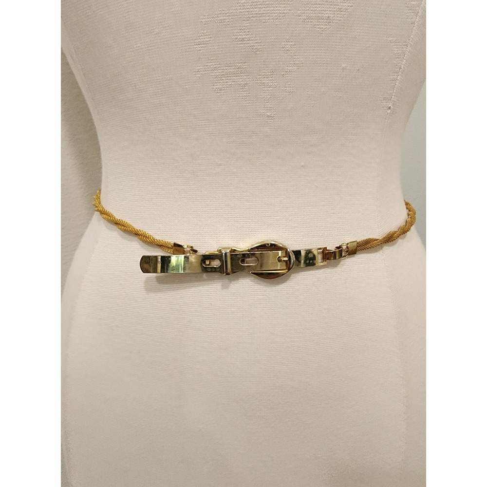 Vintage 70s Twisted Gold Metal Belt size Small